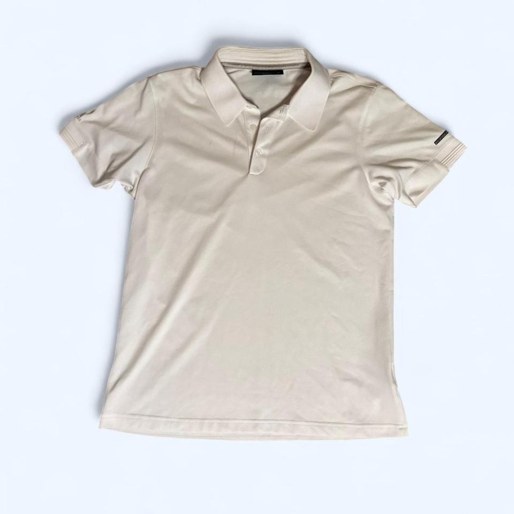 Cream and tan Porsche‎ x Adidas vintage polo shirt MEN SIZE S